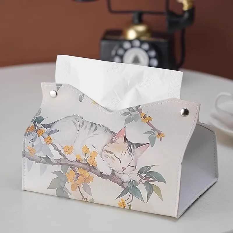 Nodic dust-proof napkin holder foldable tissue box He Off environmentally friendly PU leather desktop accessory storage Y241218