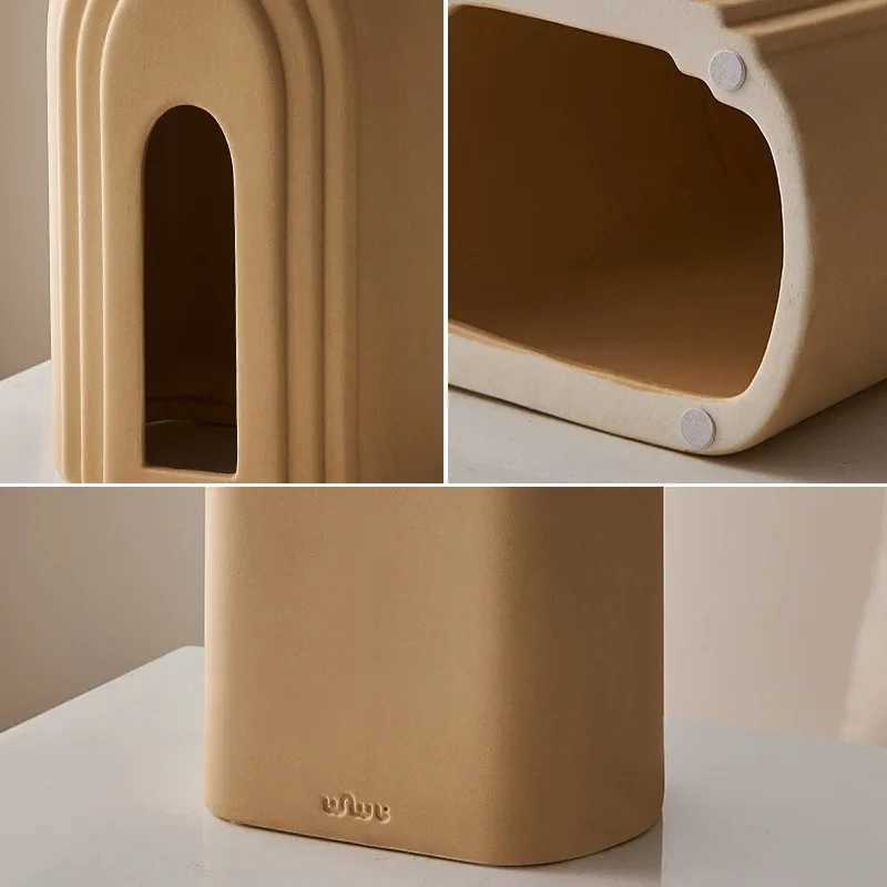 Nordic Ceramic Arched Tissue Box Decorative Creative Napkin Paper Box Paper Rack Organizer Desktop Luxury Organizer Y241218