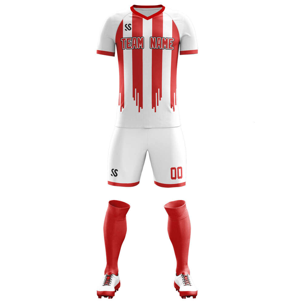 2025 Men/Kids Custom Soccer Jersey Sets Personalized Vertical Stripes Print Team Player Name Number Outdoor Game Sport Shirt