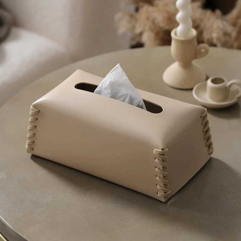 Paper towel box luxurious woven PU leather napkin box colorful paper towel holder desktop decoration creative paper towel cover Y241218