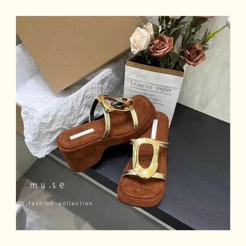 Womens High Heels Sandals Thick Bottom Casual Shoes Ladies Summer Wedges Slippers Woman Shoes for Women Platform ShoesC241218