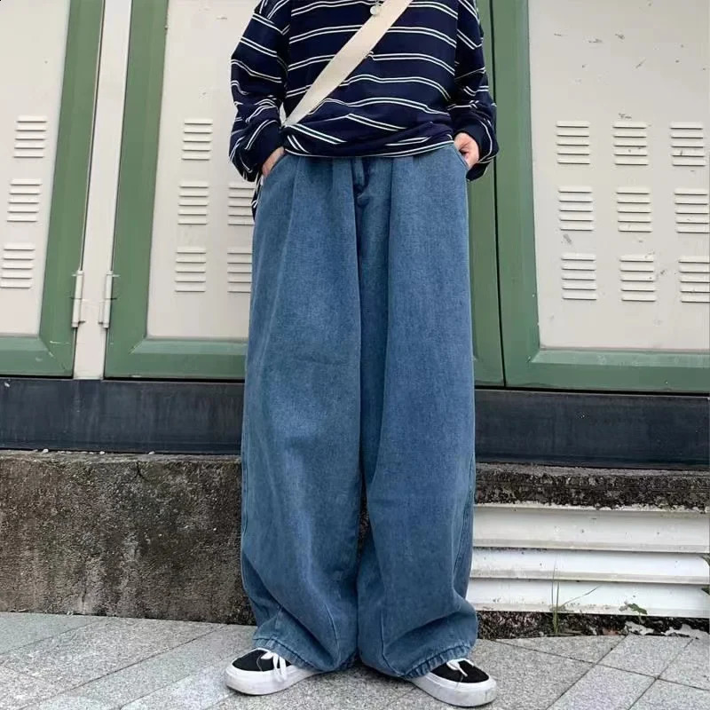 Arens Baggy Jeans Trouser mens denim pants black wide leg jeans loose casual Korean streetwear hiphop Harajuku 241212Z