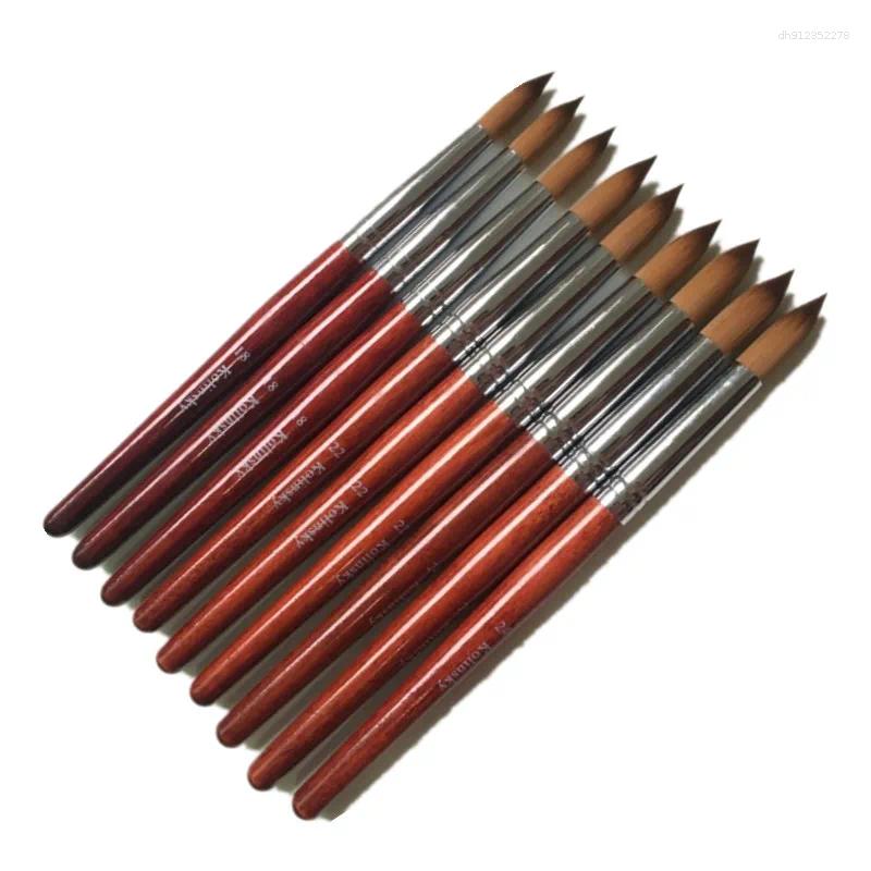 Nail Brushes Art Sculpture Carving Brush 1PCS Red Wood Kolinsky Acrylic Liquid Powder Round Painting Manicure Dotting Tools