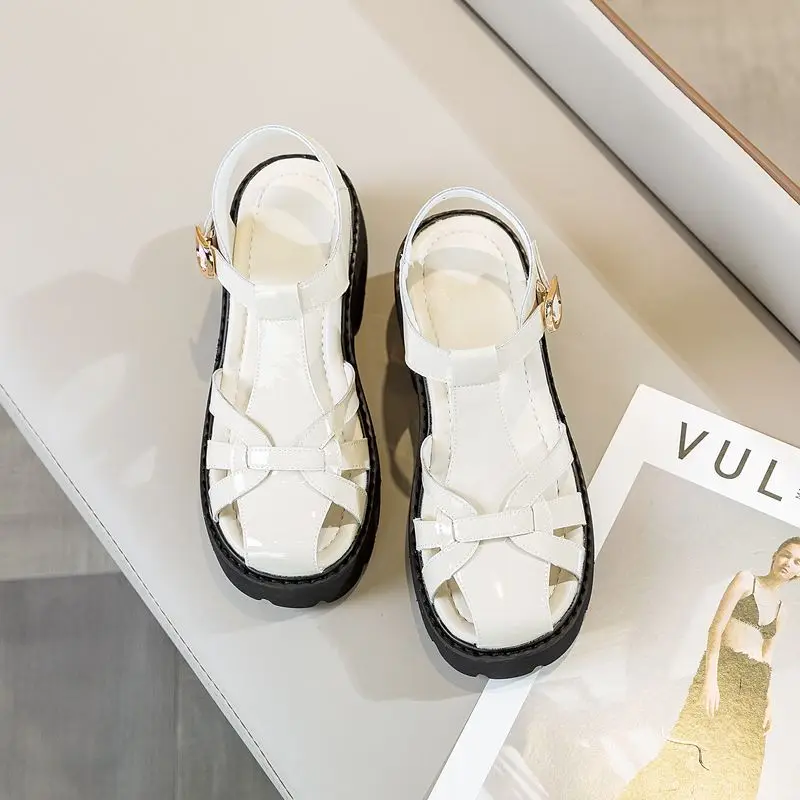 AIYUQI Women Sandals Genuine Leather Gladiator Women Sandals Platform Open Toe Roman Sandals for Women