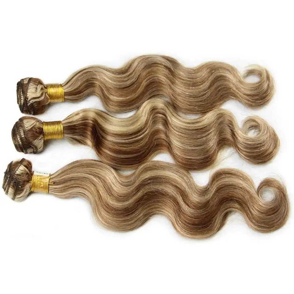 Piano Color P4/613 Highlight Bundles And 4X4 Closure Remy Body Wave Ash Blonde Colored Human Hair Weave With Highlights 3 W241218