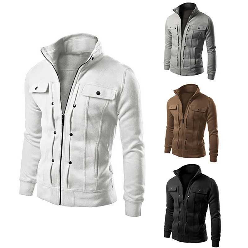 New mens casual jacket stand up zipper sweatshirt spring and autumn cardigan mens coat outdoor travel suit W250103