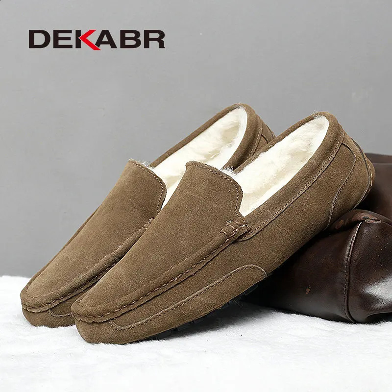 DEKABR Men Loafers Shoes Warm Soft Genuine Leather Business Men Moccasins Shoes Breathable Slip on Driving Shoes Size 38-47 241216