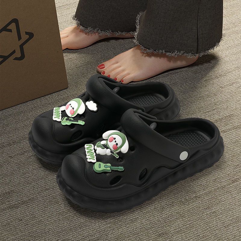 Hot New Free Shipping designer slippers for womens black white Summer Outwear Cartoon Cute Soft Bottom Non slip Slippers