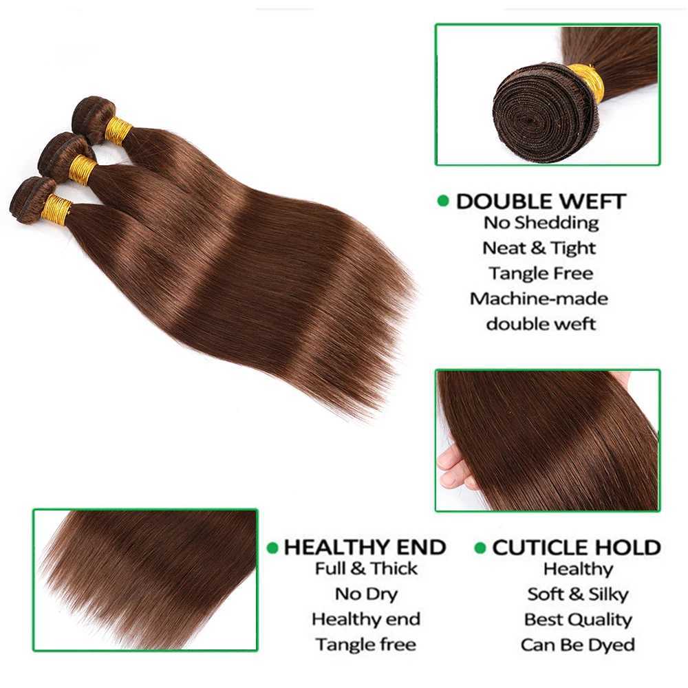 30 inch straight human hair braided bundle 10A Brazilian brown bundle 100% Remy human hair extension 1 3 4 bundles of webbing W241218