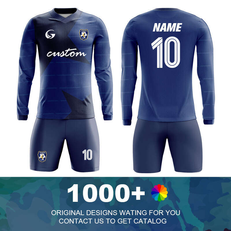 2025 Custom Sublimation Printing Mens Jersey Adults Long Sleeve Soccer Sets Breathable Football Uniform W027