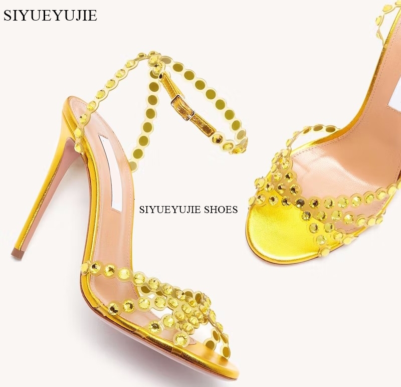 2023 New Brand Sequined Crystal Women Sandals Sexy Spike High Heels Gladiator Sandals Summer Wedding Prom Shoes Sandalias Mujer