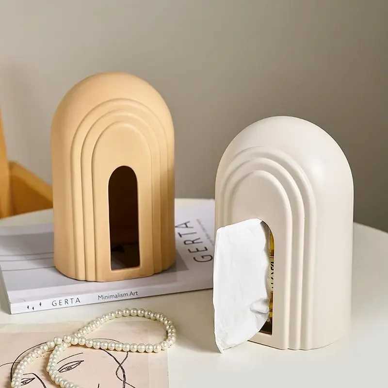 Nordic Ceramic Arched Tissue Box Decorative Creative Napkin Paper Box Paper Rack Organizer Desktop Luxury Organizer Y241218