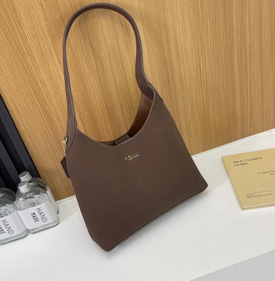 Autumn Winter Exclusive Minimalist Soft Suede Tote Park Genuine Leather Spaciousness Chic Large Capacity Handbag