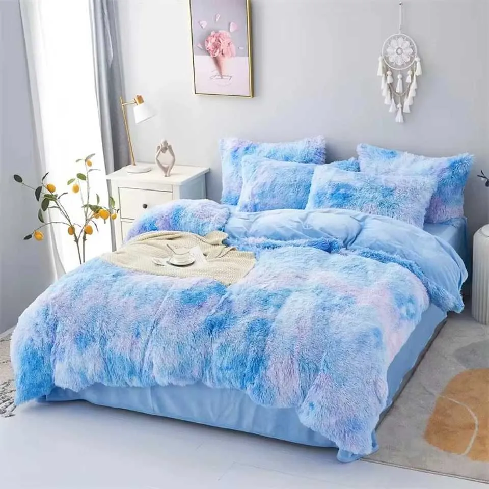 Warm comfortable plush three piece bedding set with down duvet cover box skin friendly fabric single and twin beds Ul X2410291