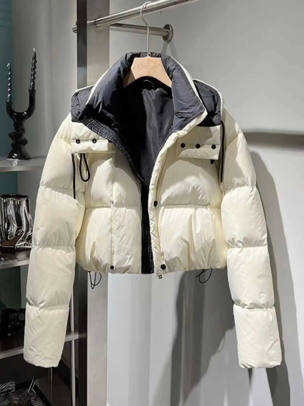 Womens hooded shirt bedding jacket winter solid color thick warm short cotton dress womens casual coat M241218