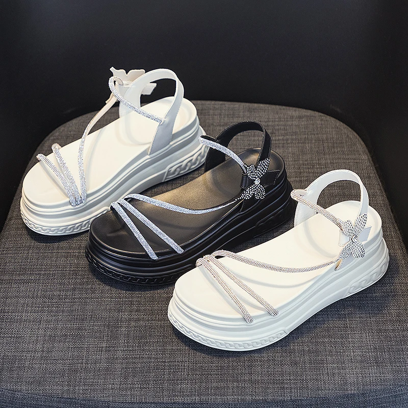 AIYUQI Sandals Women Summer Girl Sandals Outside Platform Heel Height Fashion Rhinestone Korean Women's Sandal