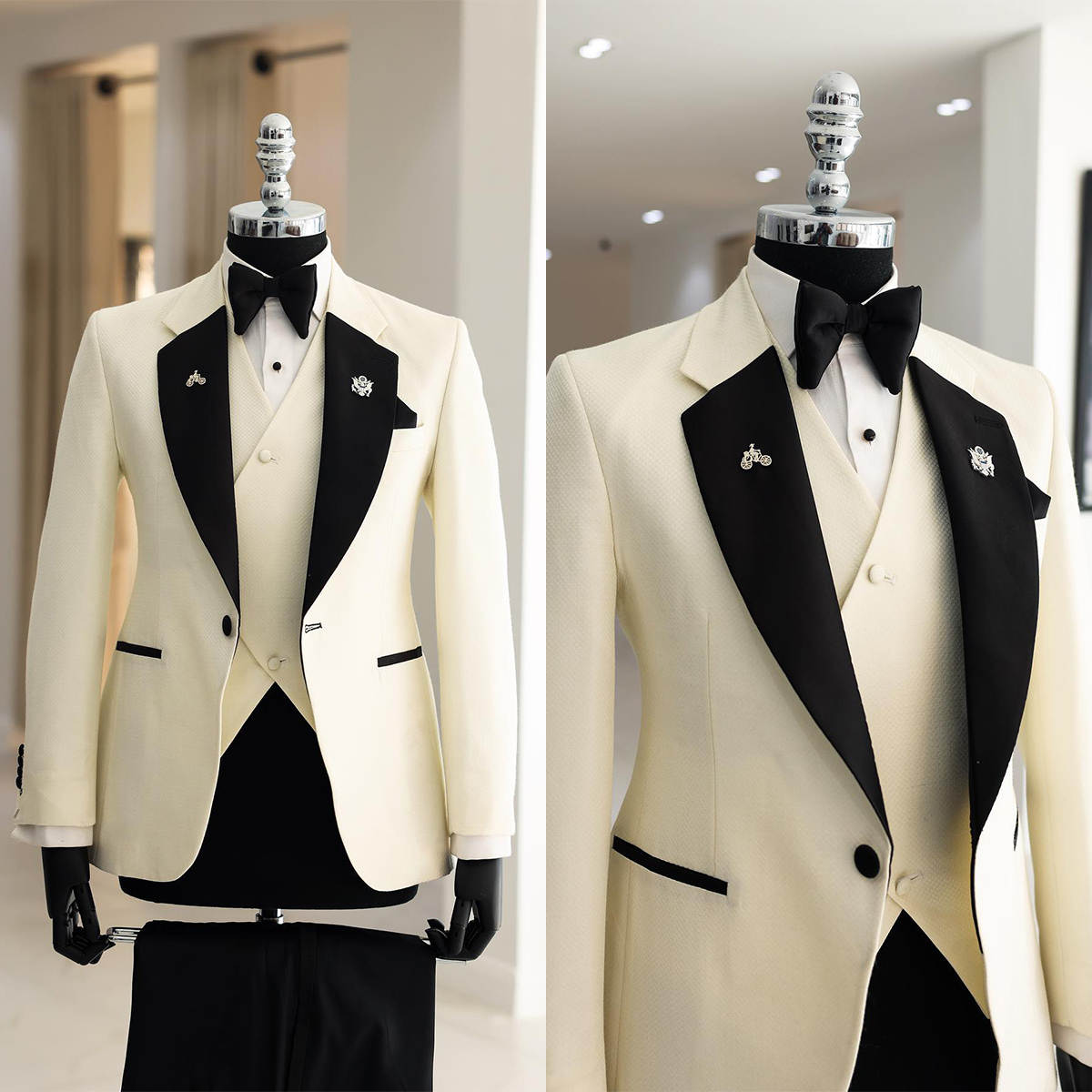 Gentleman Wedding Suits 3 Piece Set Jacket Vest Pants Notched Lapel Men Tuxedos One Button Groom Tuxedo Party Events Customized