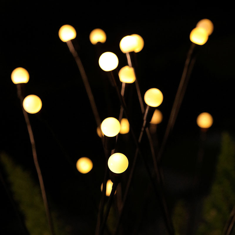 Outdoor Solar Firefly LED String Lights Set with Ground Stake for Patio & Garden Ambiance
