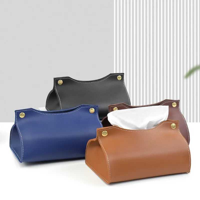 Tissue Box Holder He Living Ro Coffee Table Desktop Simple Napkins Paper Boxes Kitchen Storage Paper Boxes PU Leather Organizer Y241218