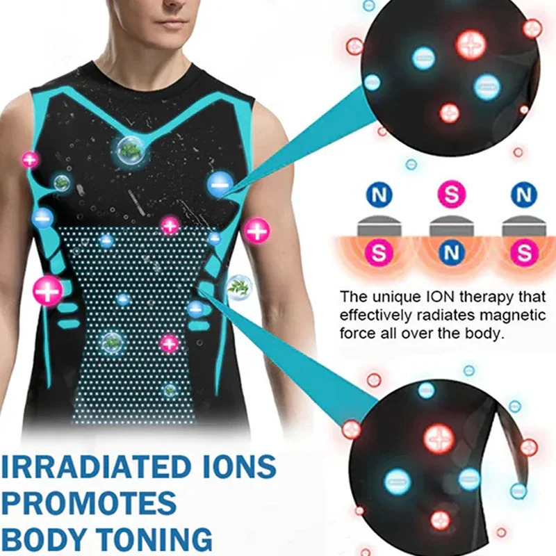 Mens Ionic Shaping Vest Ice-Silk Slimming Vest Body Shaper Compression T-Shirts Tank Top Tummy Control Quick-Dry Fitness Shirts 241218
