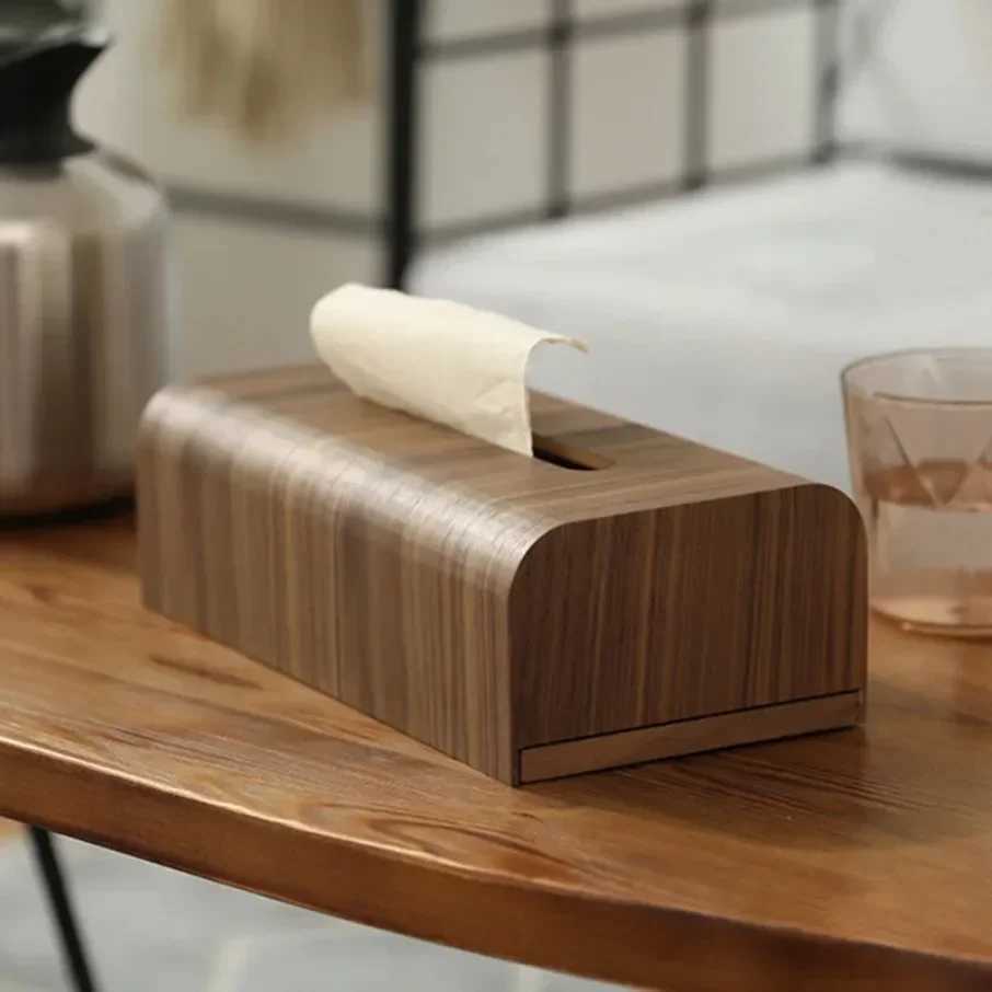 Living Ro tissue box walnut tissue box napkin paper box desktop storage box wooden cutlery box Y241218