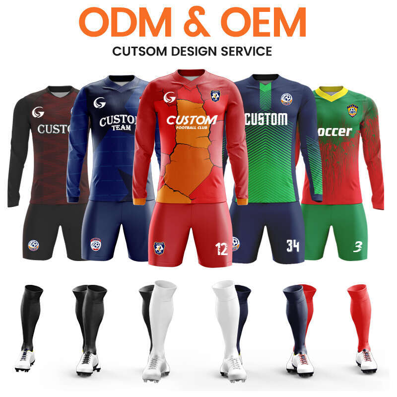 2025 Adults Cheap Football Shirts Custom Print Men'S Long Sleeve Uniform Breathable Soccer Jersey Sets W030