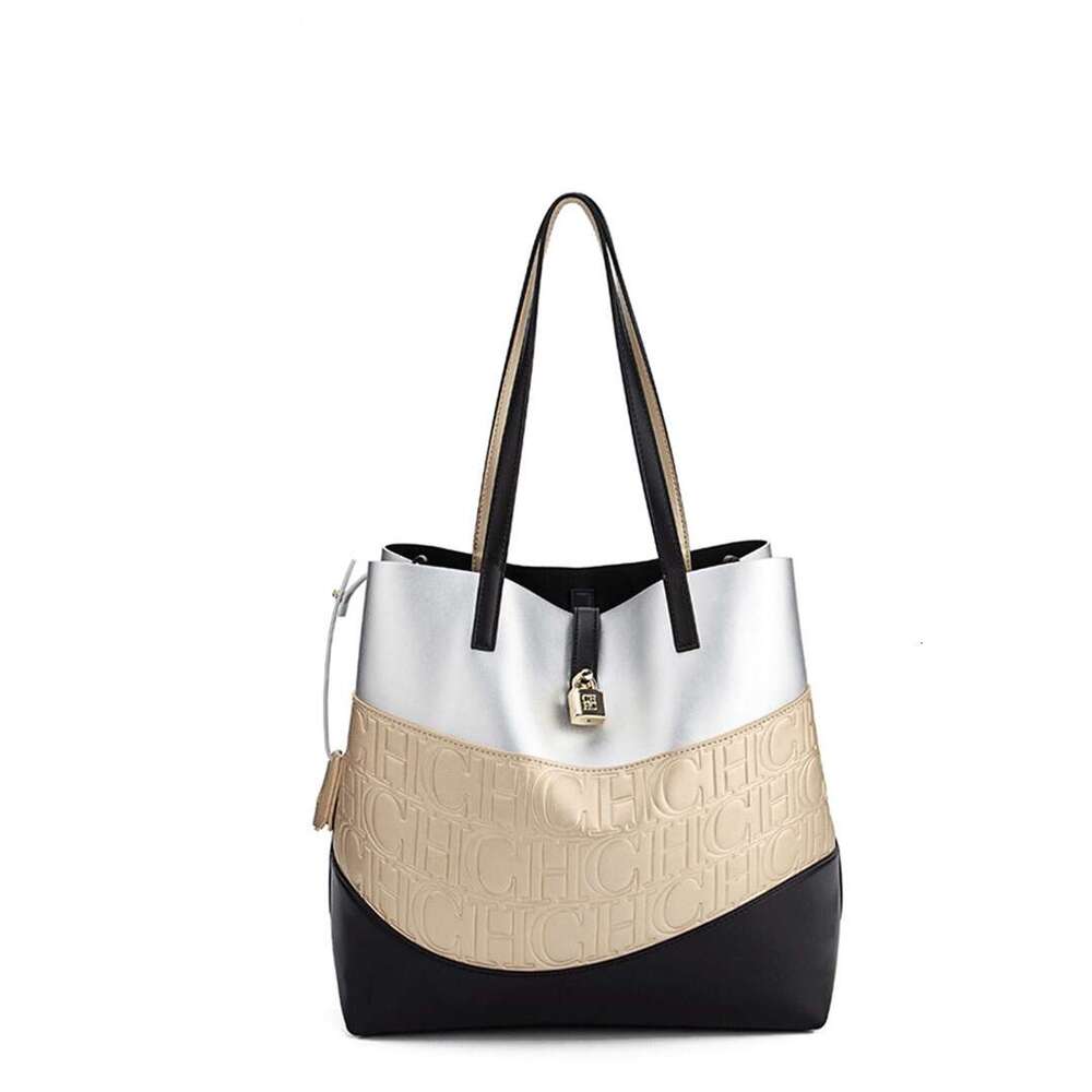 Women's Bags Versatile Trend Tote Leather Solid Color Splicing Large Capacity Crossbody Simple Fresh Style Commuting Shoulder Bag