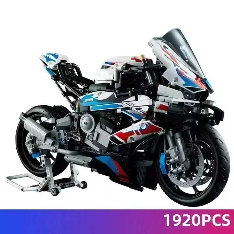 New 1900+PCS technology for ultra high speed motorcycle MoC building blocks compatible with motorcycle models educational bikes building blocks toys g