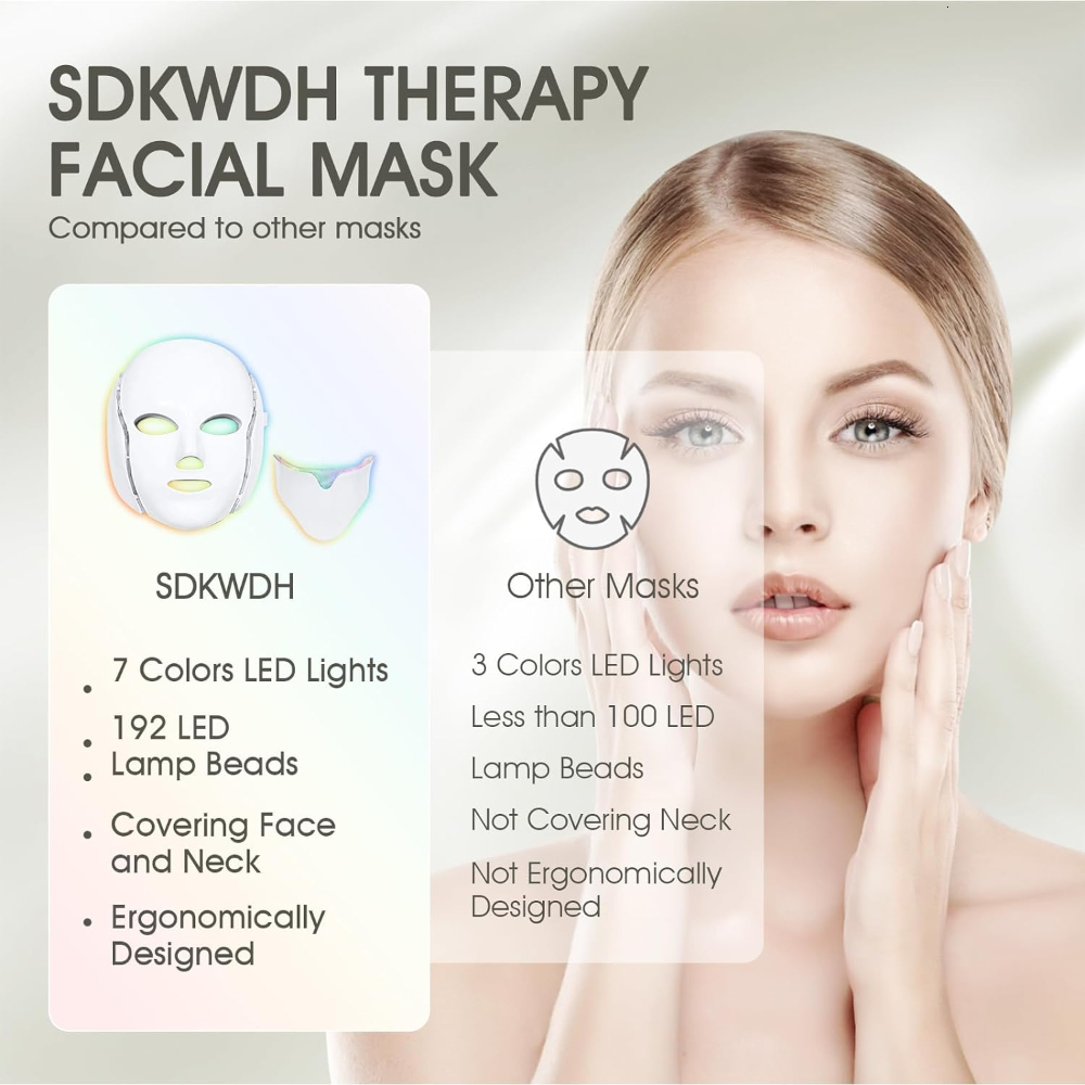 Face Facial 7 Colours LED Devices Red Light Therapy Skin Care Led Mask Home Use Beauty