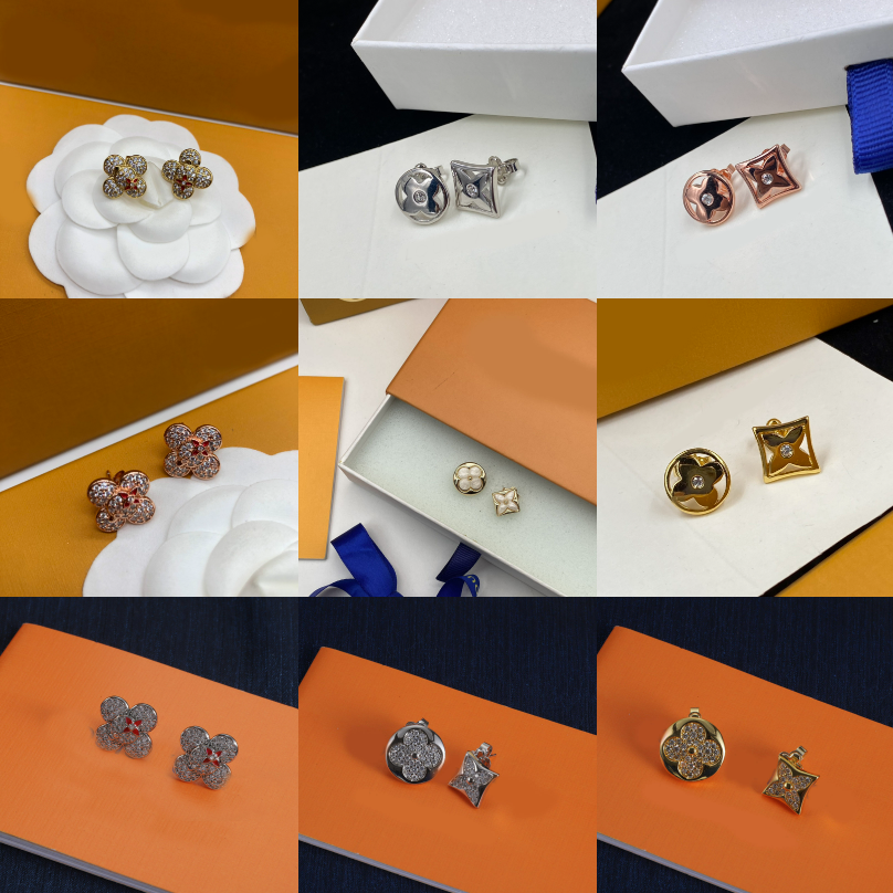 Designer Earrings Luxury Brand Crystal Clover Charm Earrings 18K Gold Silver Plated Stud Earrings Designer For Women Men Wedding Party Fashion Diamond Jewelry Gift