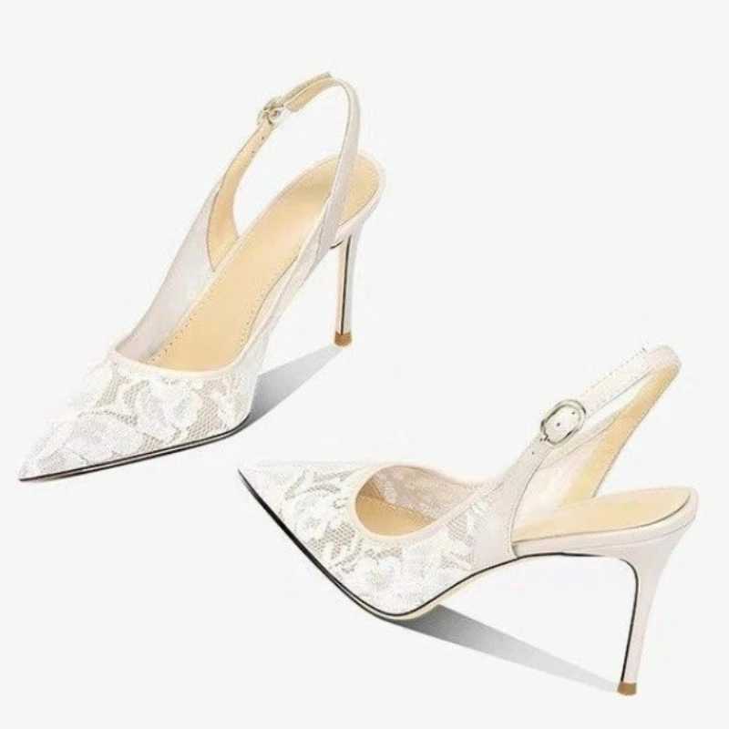 2024 Summer Slip on Elegant Women Pointed Mesh Breathable Fashion Designers High Heel Trend Shoes for WomenC241218