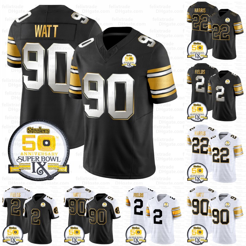 Watt Jersey 2 Justin Fields Patrick Queen Steeler Football Jersey George Pickens Joey Porter Jr Franco Najee Harris Troy Polamalu Fitzpatrick Freiermuth Custom