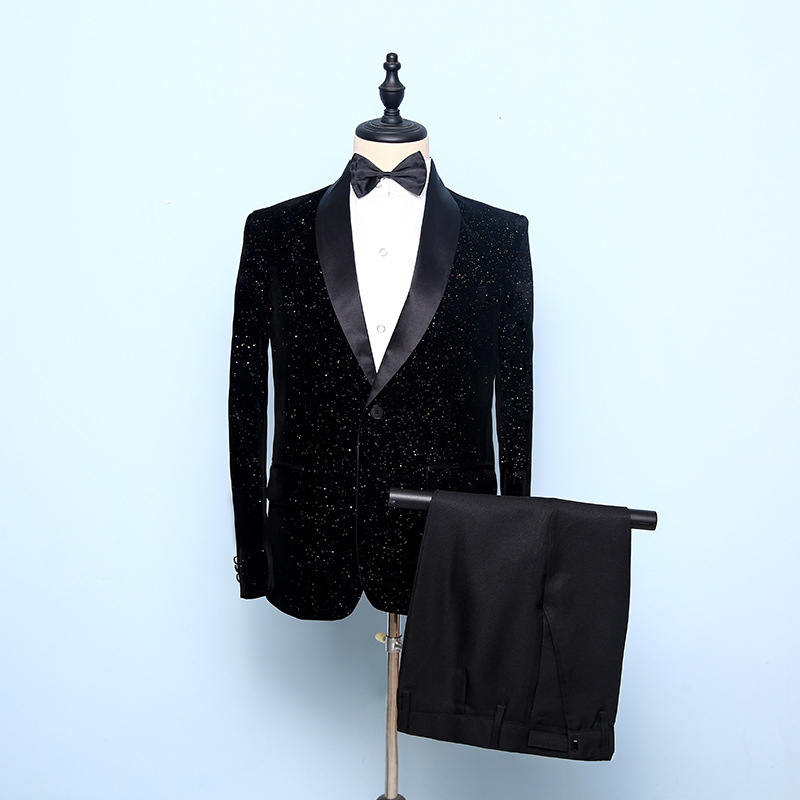 K634 Men's Elegant Two-Piece Formal Wear Set - Tailored Fit Dance Suit with Matching Trousers for Parties