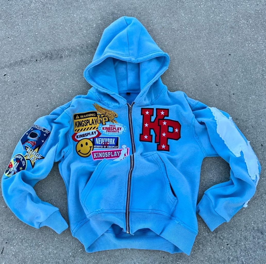 Y2k High Street Embroidered Oversized Zipper Hoodie Women Men Harajuku Hip-hop Gothic Sweatshirt Retro Trendy Brand Streetwear