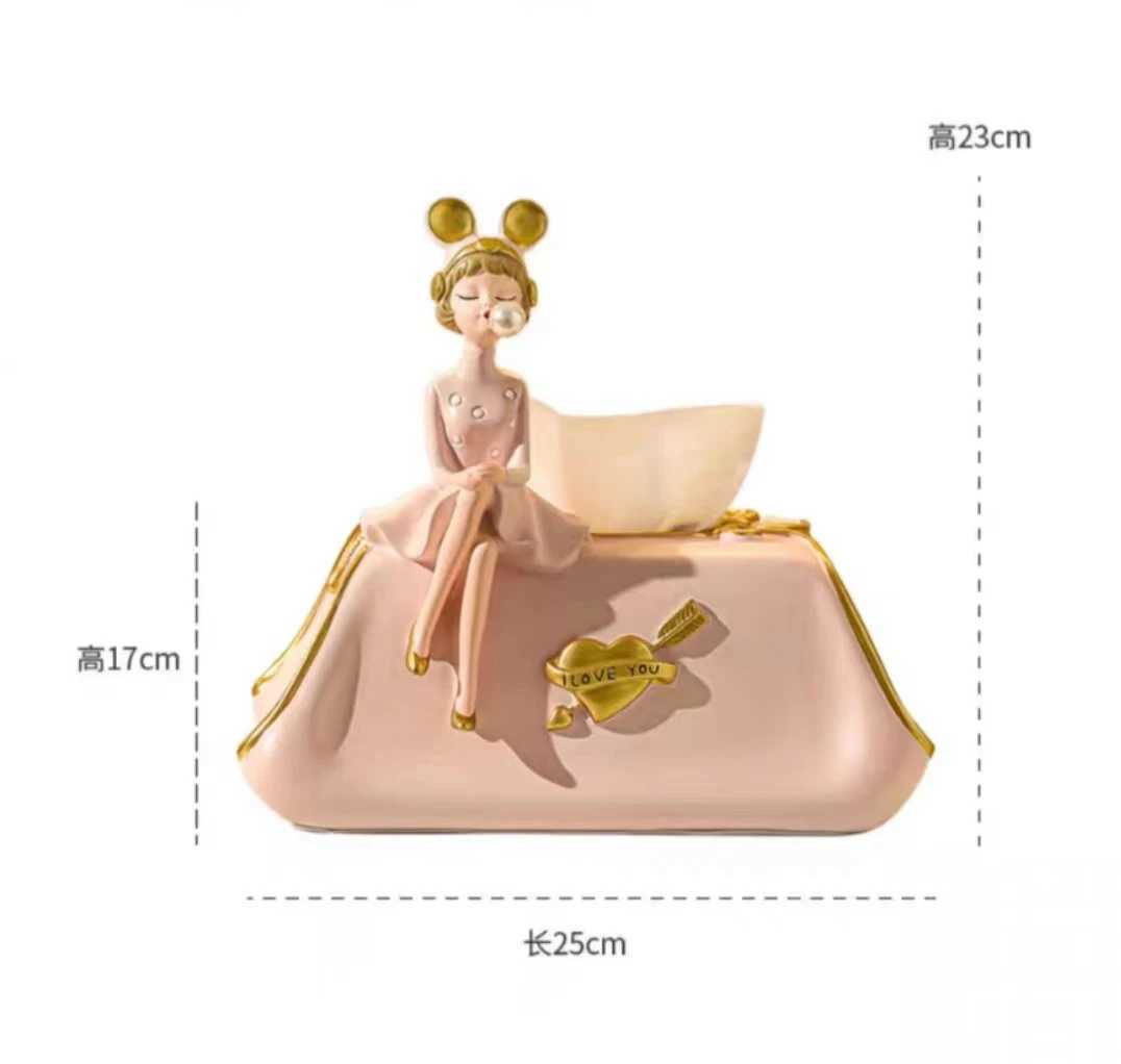 Home>Products>Luxury tissue box>Resin girl napkin holder>Princess dress tissue box Y241218