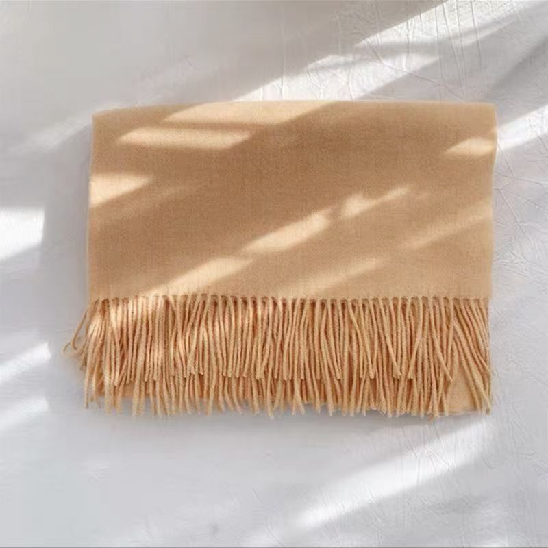 T013 scarf female Korean version autumn and winter solid color cashmere student long large shawl warm dual-use thickened neck scarf winter