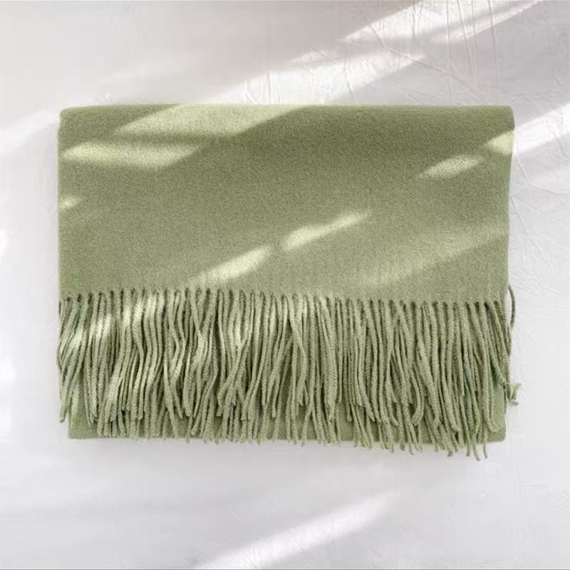 T013 scarf female Korean version autumn and winter solid color cashmere student long large shawl warm dual-use thickened neck scarf winter