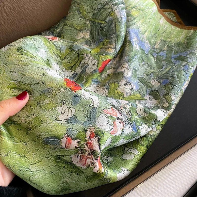 Silk Scarf Natural Shawl Wraps Women Ladies Fashion Scarves Foulard Bandana Square Headband Hijab Pashmina 241218