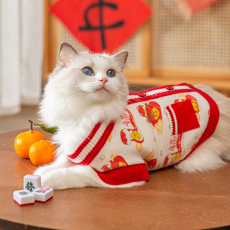 Dog Hoodie Sweaters Autumn Winter Pet clothes New Year's festive sweater pet clothes