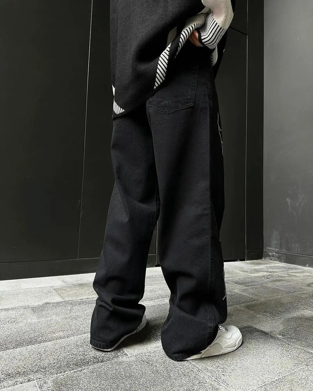 Harajuku Fashion Mens Jeans Lightweight Graphics Wide Leg Street Y2K Denim Cuffs High Waist Pants Clothing 241212Z