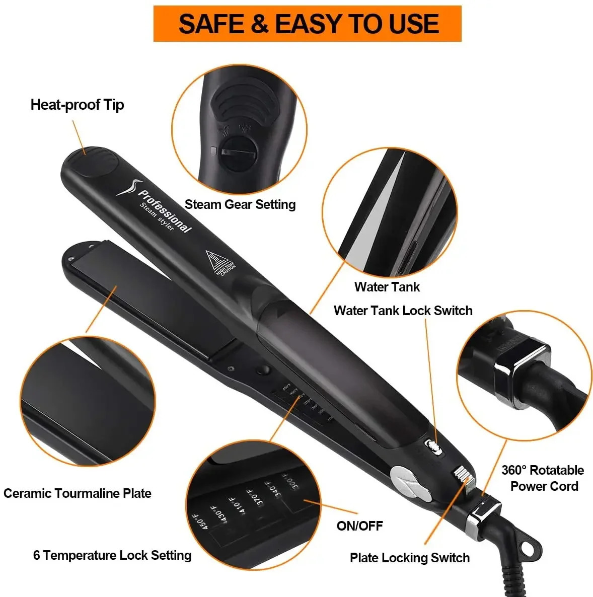 Steam Hair Straightener Fast Heating Ceramic 2in1 Hair Straightening Curler Professional Hair Flat Iron Steampod 241224