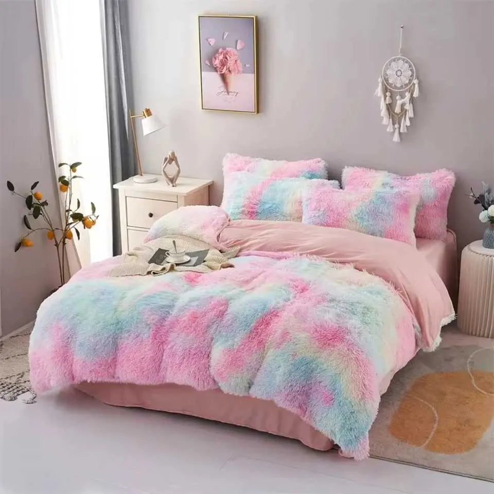 Warm comfortable plush three piece bedding set with down duvet cover box skin friendly fabric single and twin beds Ul X2410291