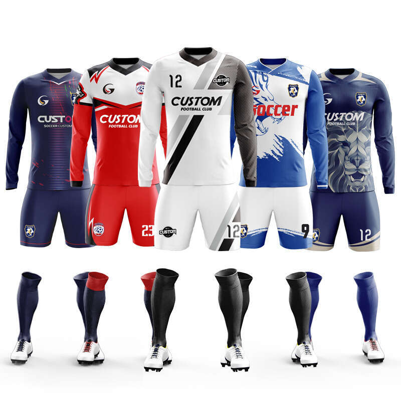 2025 Personalized Sublimation Custom Youth High School College Long Sleeve Soccer Jersey Mens Football Uniforms With Embroidered