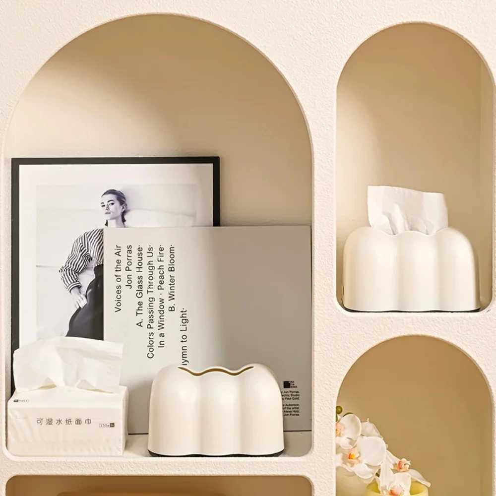 Cloud creative tissue box household bathroom paper suction cup box high-end white wall mounted paper box Y241218