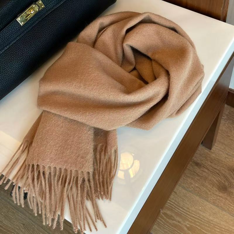 T004 pure wool new winter gray scarf thickened autumn and winter all-match solid color shawl warm neck scarf