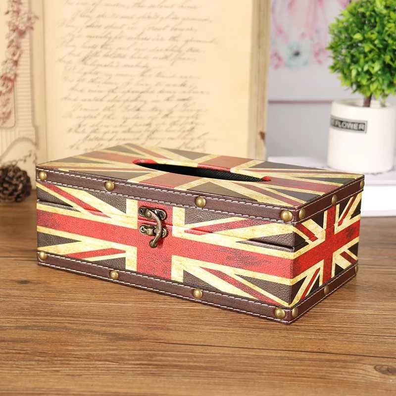 Nordic retro tissue box leather waterproof wooden tissue box creative desktop organizer handmade gift box Y241218