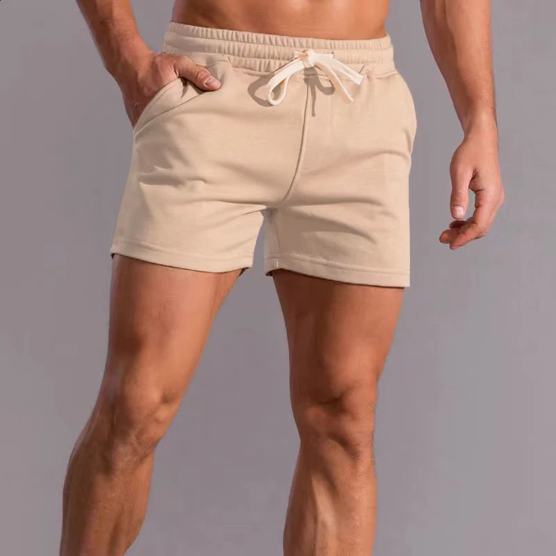 Summer Mens Fitness Shorts American Cotton Grey Running Training Casual Pants 241217