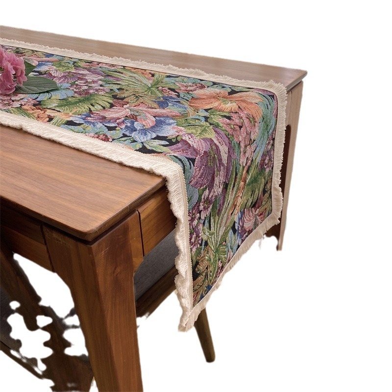 European Oil Painting Style Coffee Table Table Flag Cover Cloth High-end Atmosphere Long Table Strip Placemat