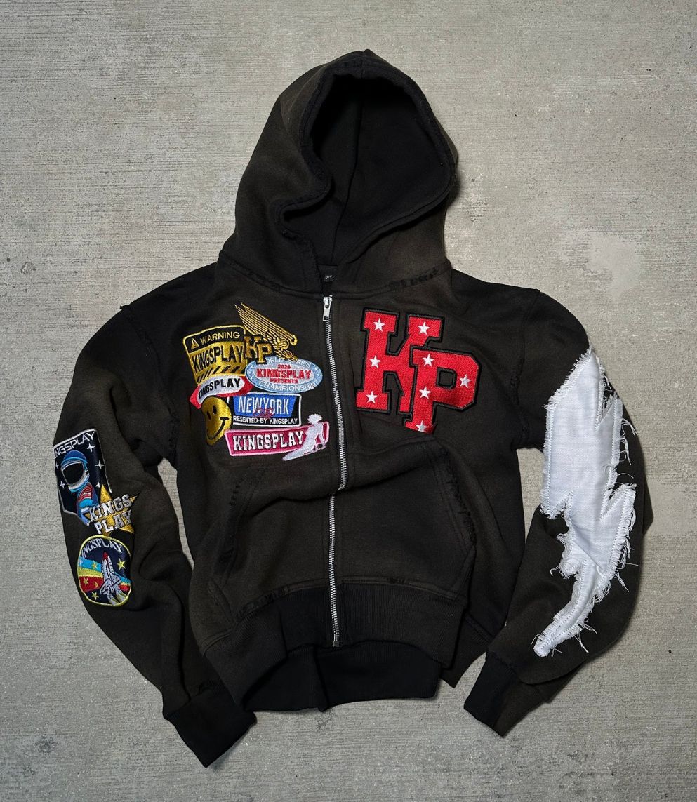 Y2k High Street Embroidered Oversized Zipper Hoodie Women Men Harajuku Hip-hop Gothic Sweatshirt Retro Trendy Brand Streetwear