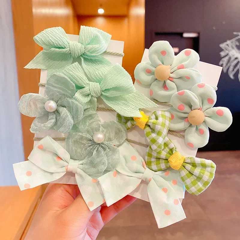 10Pcs/Set Big Bow Flower Elastic Hairbands Children Girls Sweet Hair Ties Fashion Headbands Hair Accessories Rubber Band For KidXJ241217